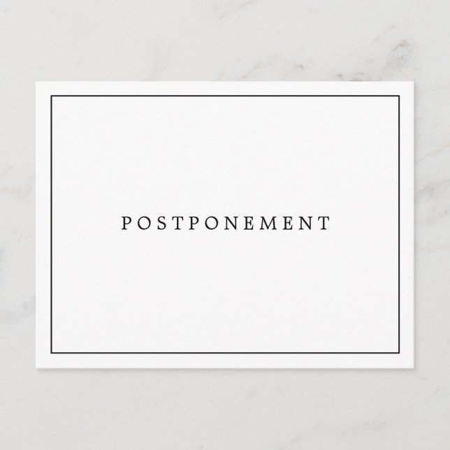 Simple Black and White Wedding Postponement Postcard (Front)