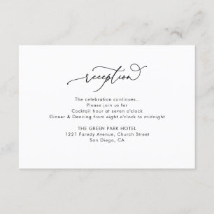 Simple Black and White Wedding Reception Enclosure Card