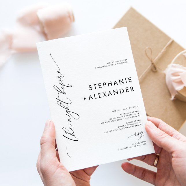 Simple Black and White Wedding Rehearsal Dinner Invitation (Creator Uploaded)