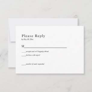 Simple Black and White Wedding RSVP Card