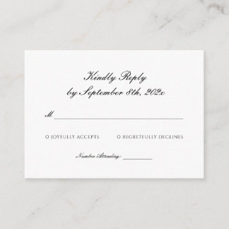 Simple Black and White Wedding RSVP Enclosure Card