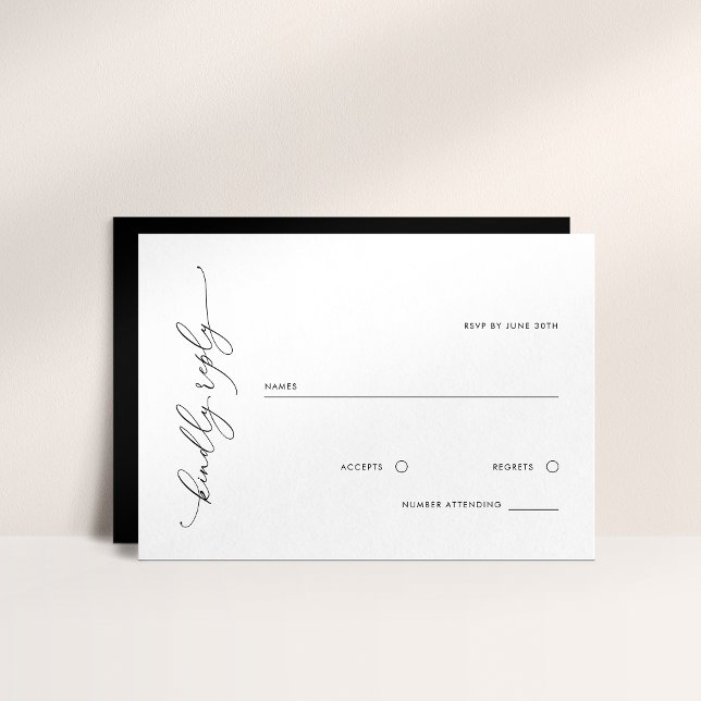 Simple Black and White Wedding RSVP Response Card (Creator Uploaded)