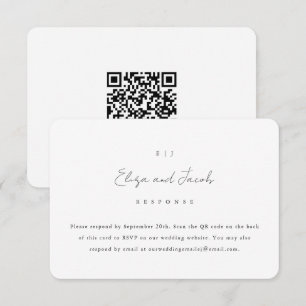 Simple Black and White Wedding RSVP with QR Code Card