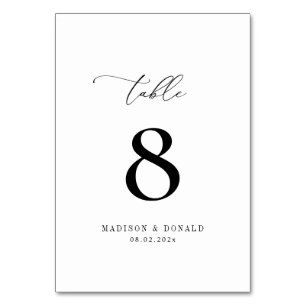 simple black and white wedding table number