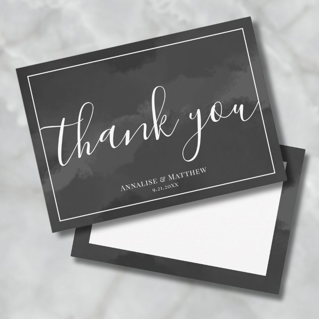 Simple Black And White Wedding Thank You Card (Simple Black And White Wedding Thank You Card)