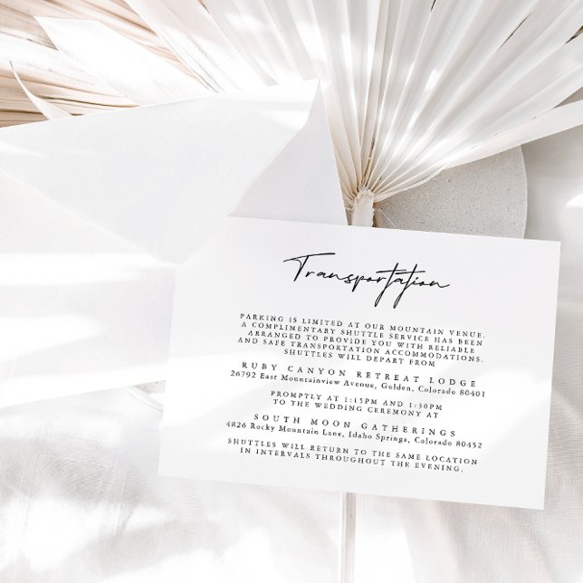 Simple Black and White Wedding Transportation Card (Creator Uploaded)