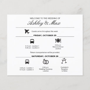 Simple Black and White Wedding Weekend Itinerary