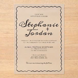 Simple Black and White Whimsical Frame Wedding Acrylic Invitations