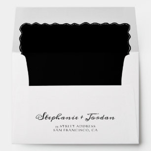 Simple Black and White Whimsical Frame Wedding Envelope
