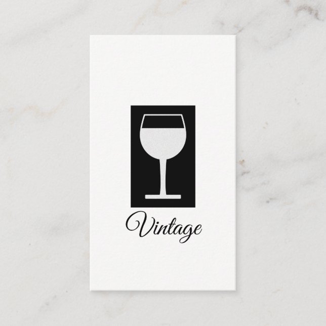 Simple Black and White (Wine Glass) Business Card (Front)
