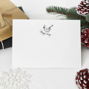 Simple Black and White Winter Cardinal Bird Card