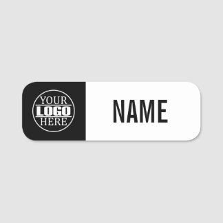 Simple Black And White Your Logo Here Name Tag