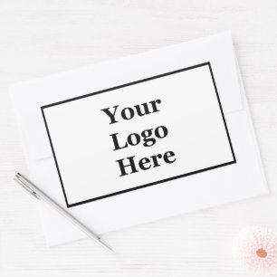 Simple Black and White Your Logo Here Template Rectangular Sticker