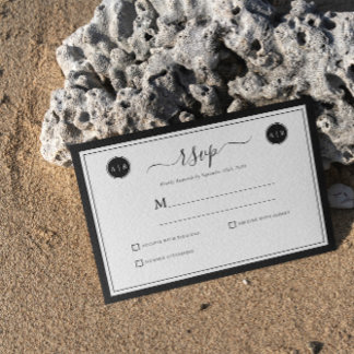 Simple Black and Wite Elegant RSVP Cards