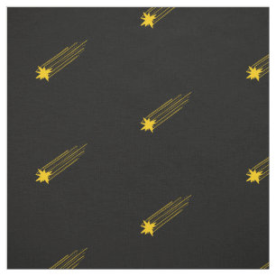 Simple Black and Yellow Shooting Star Pattern Fabric