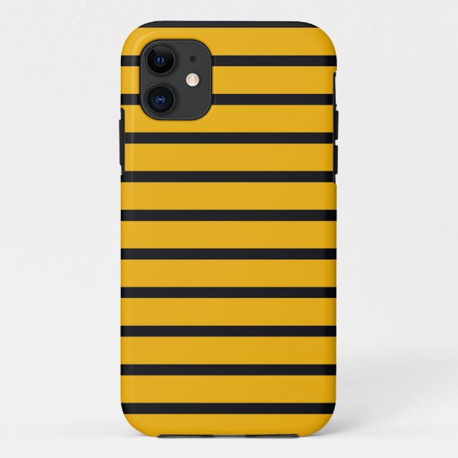 Simple Black and Yellow Stripes Seamless Case-Mate iPhone Case (Back)