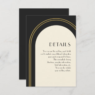 Simple Black Arch Wedding Guest Detail Enclosure Card