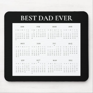 Simple Black Best Dad Ever 2027 Calendar Mouse Pad