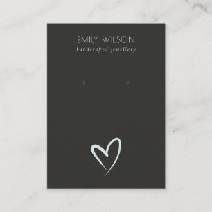 Simple Black Blue Heart Stud Earring Display Business Card