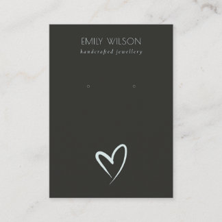 Simple Black Blue Heart Stud Earring Display Business Card