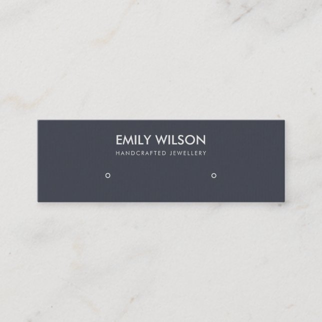 SIMPLE BLACK BLUE KRAFT STUD EARRING DISPLAY LOGO MINI BUSINESS CARD (Front)