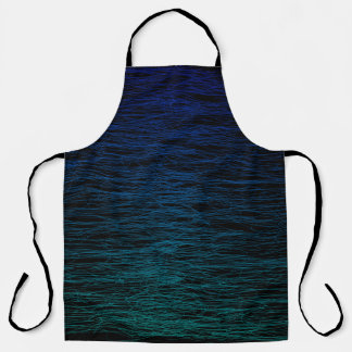 Simple Black Blue Teal Abstract Scribble Texture Apron