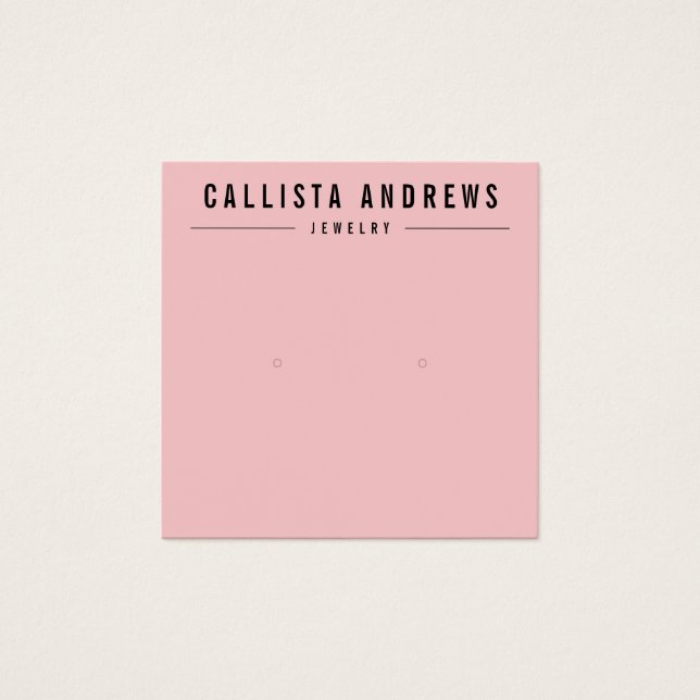 Simple Black Blush Pink Earring Display Card (Front)