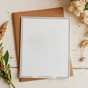 Simple Black Border Name Stationery Notepad