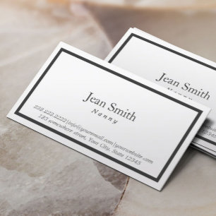 Simple Black Border Nanny Business Card