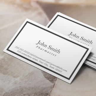 Simple Black Border Pharmacist Business Card