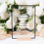 Simple Black Border White Script Wedding Acrylic Invitations<br><div class="desc">Simple elegant script with classic typography wedding invitation bordered with plain square background.</div>