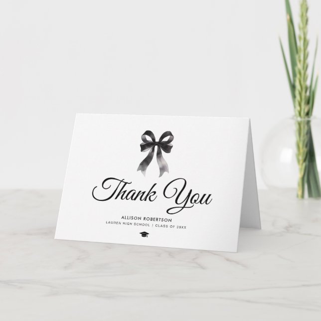 Simple black bow Folded Greeting Card (Front)