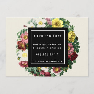 Simple Black Box   Vintage Flower Save the Date