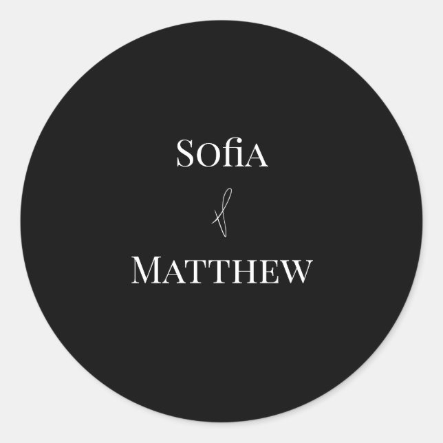 Simple Black Bride and Groom Wedding sticker (Front)