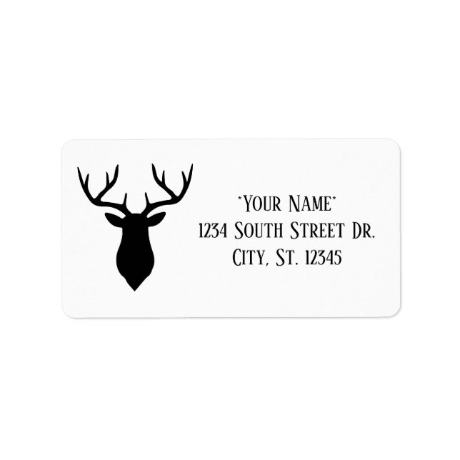 Simple Black Buck Head Address Labels (Front)