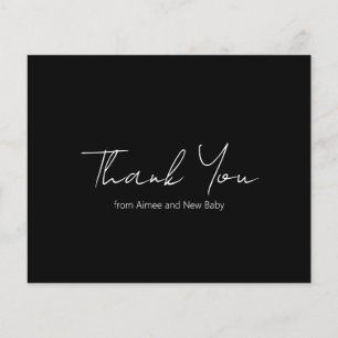 Simple Black Budget Baby Shower Thank You Card