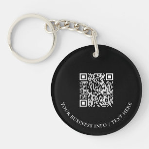 Simple Black Business Logo QR Code Promotional Key Ring