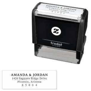 Simple Black Calligraphy Address Self-inking Stamp