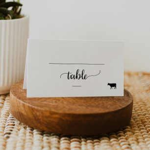 Simple Black Calligraphy Beef Meal Option Wedding Place Card
