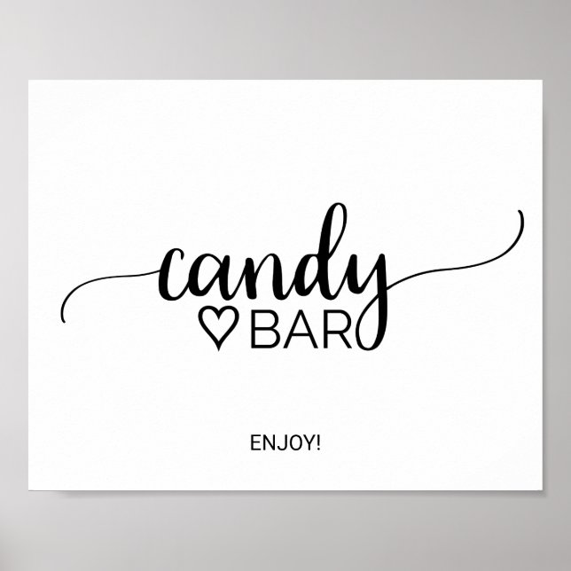 Simple Black Calligraphy Candy Bar Sign (Front)