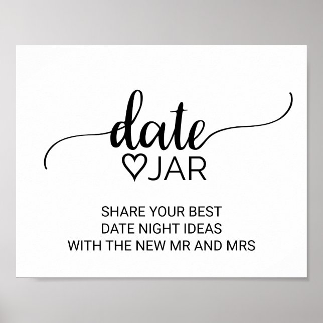 Simple Black Calligraphy Date Jar Sign (Front)