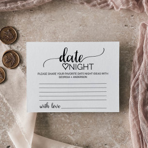 Simple Black Calligraphy Date Night Idea Cards