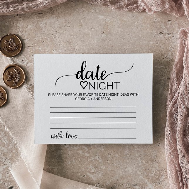 Simple Black Calligraphy Date Night Idea Cards (Creator Uploaded)