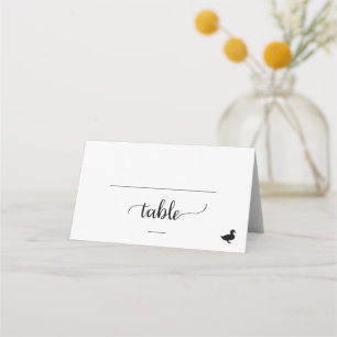 Simple Black Calligraphy Duck Meal Option Wedding Place Card
