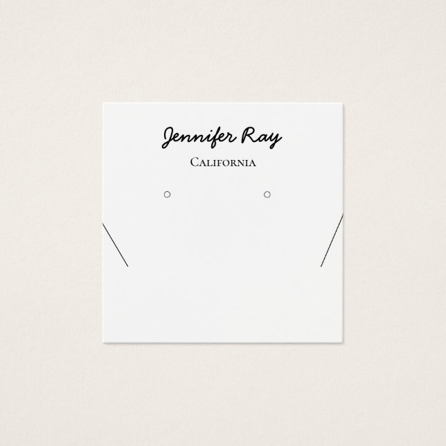simple black calligraphy earring display cards (Front)