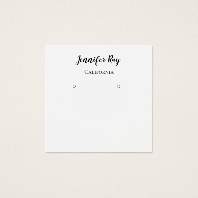 simple black calligraphy earring display cards (Front)