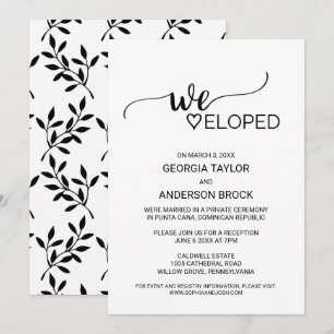 Simple Black Calligraphy Elopement Invitation