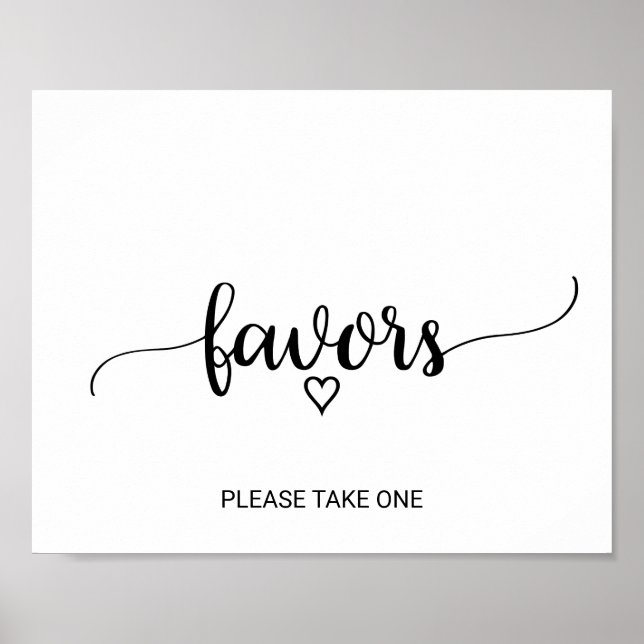 Simple Black Calligraphy Favors Poster (Front)