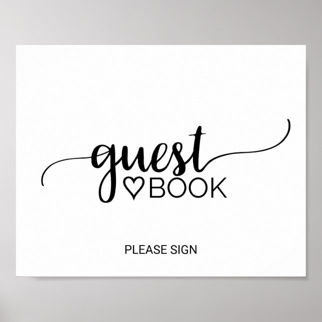 Simple Black Calligraphy Guest Book Sign (Front)