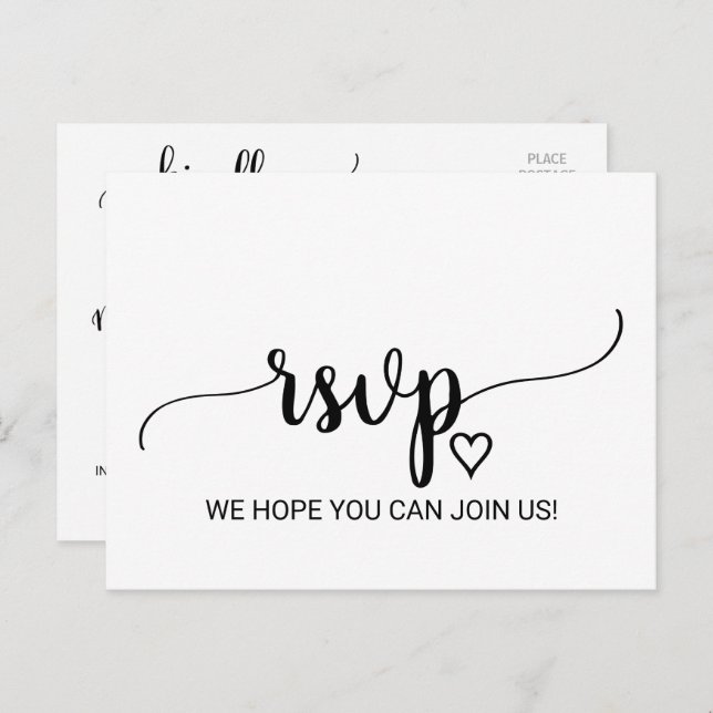 Simple Black Calligraphy Menu Choice RSVP (Front/Back)